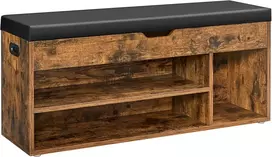 VASAGLE batų suoliukas su daiktadėže, 3 skyriai, 100 × 30 × 44 cm, LHS130B01
