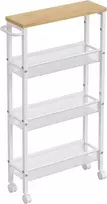 VASAGLE siauras 4 aukštų virtuvinis vežimėlis su ratukais, 13 × 45,4 × 77 cm, LRC032W09
