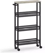 VASAGLE siauras 4 aukštų virtuvės vežimėlis su ratukais 13 × 45,4 × 77 cm LRC032K01