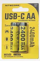 Nitecore NH2400 2400mAh USB-C įkraunamos AA baterijos, 2 vnt.