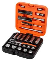Galvučių ilgų ir trumpų rinkinys 10-22mm + bits PH,PZ,HEX,TORX 53vnt  3/8"