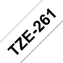 Brother TZE-261 lipni juosta – juodas tekstas ant balto fono, 3,6 cm x 8 m