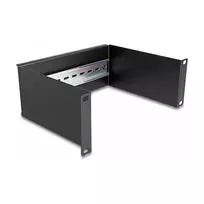 Rack bėgelis DeLOCK 10 colių DIN bėgio plokštė 2U juoda Metalinė 180mm