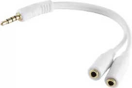 Adapteris ShiverPeaks 4‑poliai 3.5 mm kištukas į 2× 4‑poliai 3.5 mm lizdai, auksiniai kontaktai, 0.2 m, baltas