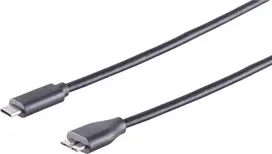USB laidas S/CONN 77142-1.0 USB 3.2 Gen 2 1 m USB C Micro-USB B juodas