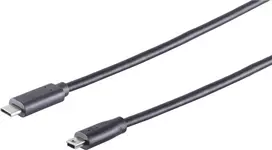USB laidas S/CONN 77144-1.8 1,8 m USB C – Mini-USB B juodas