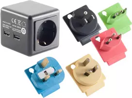 Kelioninis adapteris ShiverPeaks 09-01000 su 2x USB prievadais tarptautiniam naudojimui