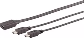 USB laidas S/CONN 13-20022 USB 2.0 0,3 m USB C 2x Mini-USB B juodas
