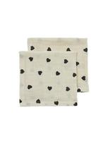 Meyco muslino vystyklai Sweet Heart, Soft Sand/Black, 120x120 cm, 2 vnt.