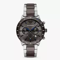 Armani vyriškas Luigi chronografo laikrodis juodu ciferblatu ir odiniu dirželiu AR11391 (43 mm)