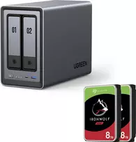 UGREEN NASync DXP2800 2 dėžių NAS su 16 TB (2x 8 TB Seagate IronWolf) Intel N100 8GB DDR5