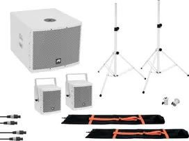 Omnitronic 20000837 aktyvi 8 colių PA kolonėlė su Bluetooth, USB/SD, 800W peak, balta