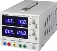 VOLTCRAFT MSP-3010 reguliuojamas AC ir DC laboratorinis maitinimo šaltinis 0-30 V 0-10 A 2x 300 W 4 mm bananų jungtys dviguba išvestis (VC-17370145)