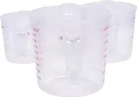 KS TOOLS 150.9205 3 dalių matavimo puodelių rinkinys, 250/500/1000 ml, permatomas PP su mėlyna skale, maistui saugus, tinka plauti indaplovėje, sudedami vienas į kitą
