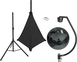 EUROLITE veidrodinis rutulys 50 cm juodas su stovu ir juodu audeklu 20000709