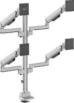 SpeaKa Professional SP-MM-1070 keturių monitorių stalinis laikiklis 17-40 colių ekranams, aliuminis, reguliuojamas aukštis, pakreipimas, pasukimas, 360° sukimas, 8 kg vienai rankai, juodas SP-14376404