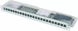 TELEGÄRTNER 19 inch 1U modulinis patch panelis su 24 AMJ-S Cat.6A ekranuotais moduliais, T568A, be įrankių IDC, RJ45/RJ11/RJ12 J02023A0039