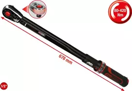 KS TOOLS 1/2 colio ERGOTORQUEprecision su terkšle sukimo momento veržliaraktis, 80-420 Nm (516.1582)