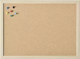 MAGNETOPLAN HOLTZ kamštinė lenta su mediniu rėmu 800 x 600 mm, natūralus kamštis, sieninė smeigtukų lenta užrašams, priminimams ir nuotraukoms (121923)
