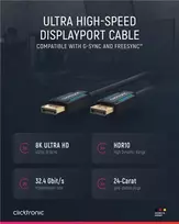 ClickTronic 40994 DisplayPort kabelis 2 m juodas - 4K Ultra HD, auksuoti jungtys, trigubas ekranavimas