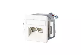 METZ CONNECT BTR IT CONNECT E-DAT 8/8(8) Ek įleidžiama duomenų rozetė, 2 x RJ-45, CAT 6, ekranuota, grynai balta RAL 9010 1307444002-I