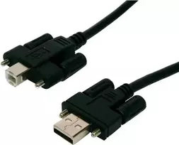 EXSYS EX-K1555V USB 2.0 laidas, Type-A male į Type-B male su varžtais, 5 m, juodas