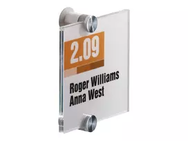 DURABLE CRYSTAL SIGN durų ženklas 105x105 mm, berėmis akrilo stiklas, tvirtinimas varžtais, permatomas, 1 rinkinys 482019