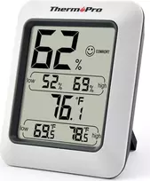 ThermoPro TP50 skaitmeninis termo-higrometras su dideliu LCD ekranu, patalpų termometras ir drėgmės matuoklis, maks./min. rodmenys, komforto indikatorius, stovas ir magnetinis tvirtinimas