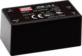 MEAN WELL IRM-15-12 15W vieno išėjimo užkapsuliuotas AC/DC maitinimo šaltinio modulis 12V 1.25A PCB montavimui