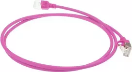 ACT Pink 5m LSZH U/FTP CAT6A Datacenter Slimline komutacinis kabelis be užkabinimo su RJ45 jungtimis (DC7405)