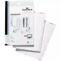 DURABLE BADGEMAKER® įdėklo etiketės 60 x 30 mm, baltos, 200 etikečių (A4, 20 lapų) 145102