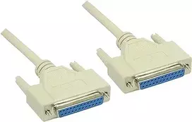 GoodConnections Null Modem kabelis DB25 female į DB25 female 1,8m pilkas RS-232 serial cross-wired 4030