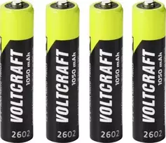 VOLTCRAFT Micro (AAA) NiMH akumuliatoriai 1050 mAh 1,2 V, paruošti naudoti, 4 vnt. (VC-17275425)