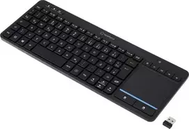Renkforce RF-WLTKB-300 belaidė klaviatūra su integruotu jutikliniu kilimėliu, olandų QWERTY, juoda (RF-6904036)