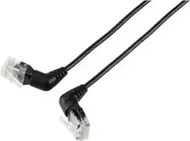 Renkforce RF-6071540 CAT 6 U/UTP tinklo pataisasis kabelis, RJ45, 0,5 m, juodas, 360° pasukami kampuoti kištukai