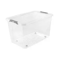 keeeper dėžė su dangčiu ant ratukų clipbox Leo 59x38x35,5cm 56L permatoma