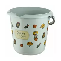 keeeper Deco kibiras 10L Ilvie Garden, apvalus, Ø30 x 28 cm, švelniai žalias su raštu, plastikinis, metalinė pakabinama rankena