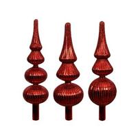 Stiklinė eglės viršūnė SHINY, raudonos sp., 3 rūšys, 7,2 x 7,2 x 31 cm, 1 vnt