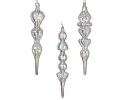 Stiklinis kalėdinis eglės žaisliukas ICICLE ORNAMENT, 3 rūšys, 4 x 18 cm, 1 vnt