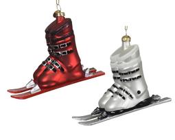 Stiklinis kalėdinis eglės žaisliukas SKIING BOOT, 2 rūšys, 5,4 x 12,6 x 9,2 cm, 1 vnt
