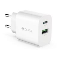 Devia sieninis įkroviklis Smart PD 1x USB-C 1x USB 20W baltas