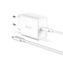 Devia sieninis įkroviklis Rocket PD 45W 1x USB-C baltas + laidas USB-C – USB-C
