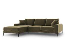 Minkštas kampas Mazzini Sofas Madara, veliūras, žalias/juodas