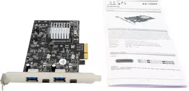 EXSYS EX-12005 PCI Express USB 3.2 Gen 2 (10Gbps) 2-Port USB-A Host Controller Card with Low-Profile Bracket