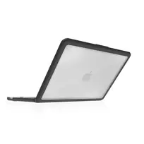 STM Dux Ultra Case, apsauginis dėklas, skirtas Apple MacBook Pro 13 colių / MacBook Air 13 colių, juodas rėmelis / skaidri nugara, karinio lygio apsauga nuo kritimo