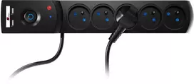 GETFORT apsauginis ilgintuvas 5P-1.5M-B-USB, 5 lizdai, 2 USB, 1,5 m, juodas