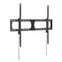 VALUE TV sieninis laikiklis, ypač didelės apkrovos, fiksuotas, 75 kg, 32-65 colių, VESA 200x200 iki 600x400, itin plonas 25 mm, plieninis, juodas, su apsauga nuo vagystės, greito atleidimo dirželiais ir įmontuotu gulsčiuku