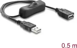 Delock USB maitinimo ilginimo laidas Type-A kištukas į lizdą su jungikliu 0,5 m juodas