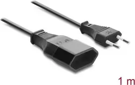 Delock Europlug prailginimo laidas CEE 7/16 nuo kištuko iki lizdo 2 x 0,75 mm², 1 m, juodas