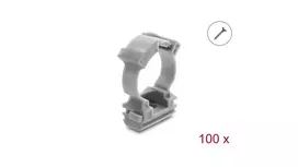 Delock kabelių kanalo laikiklis su fiksavimo spaustuku, prisukamas 20 mm kabelių apsaugos kanalui, 100 vnt., pilkas